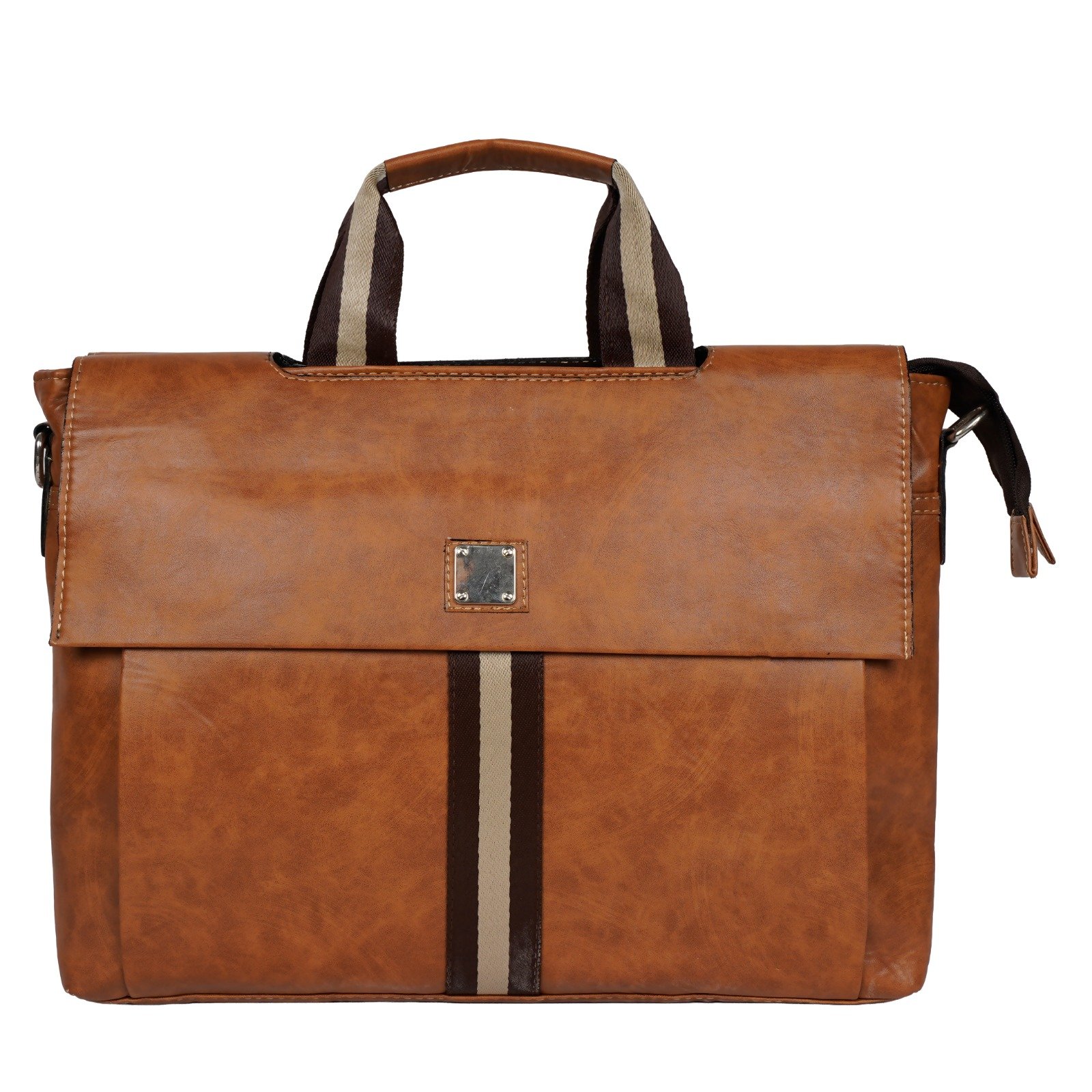 Tan Brown Flap Laptop Bag