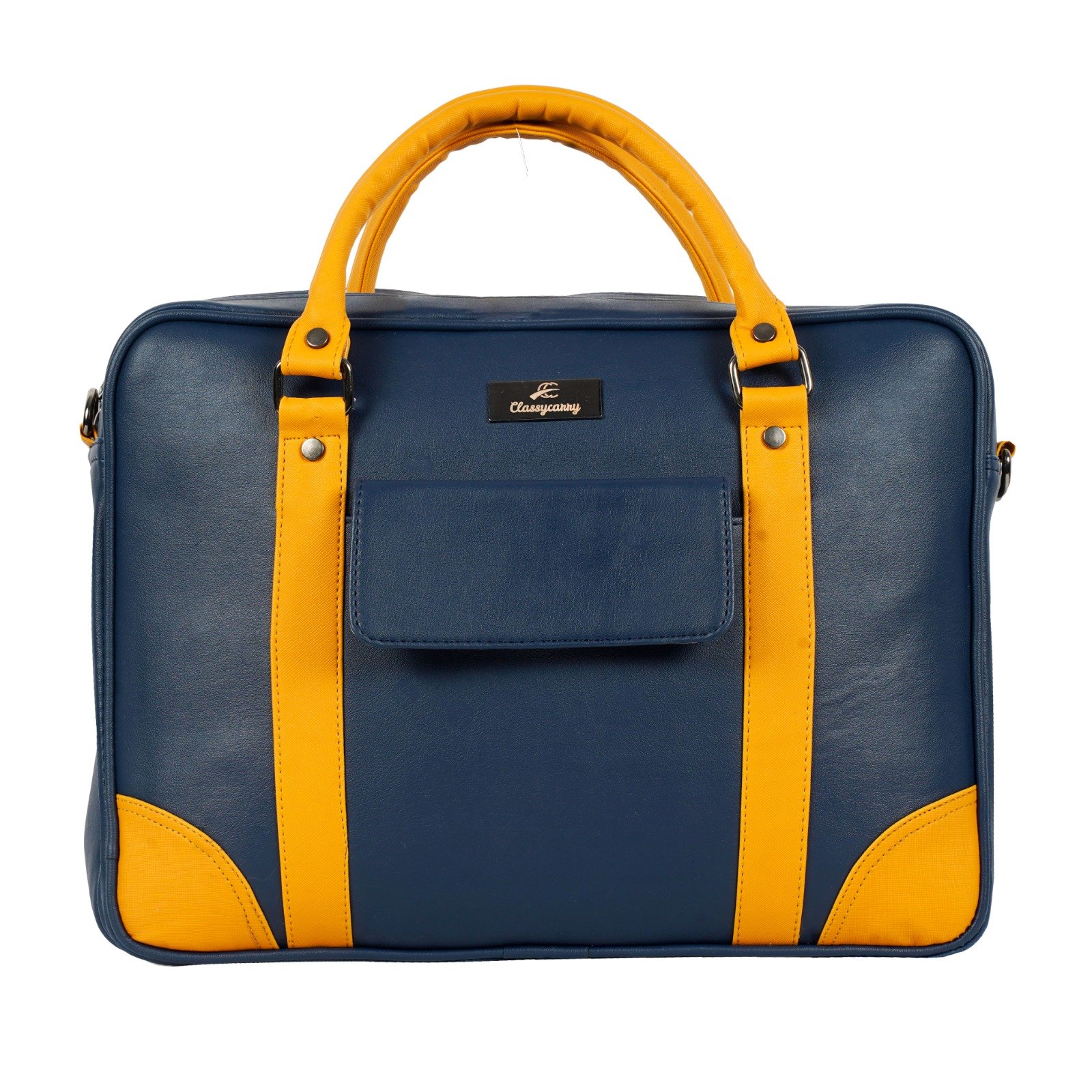 Navy Blue & Mustard Yellow Laptop Bag