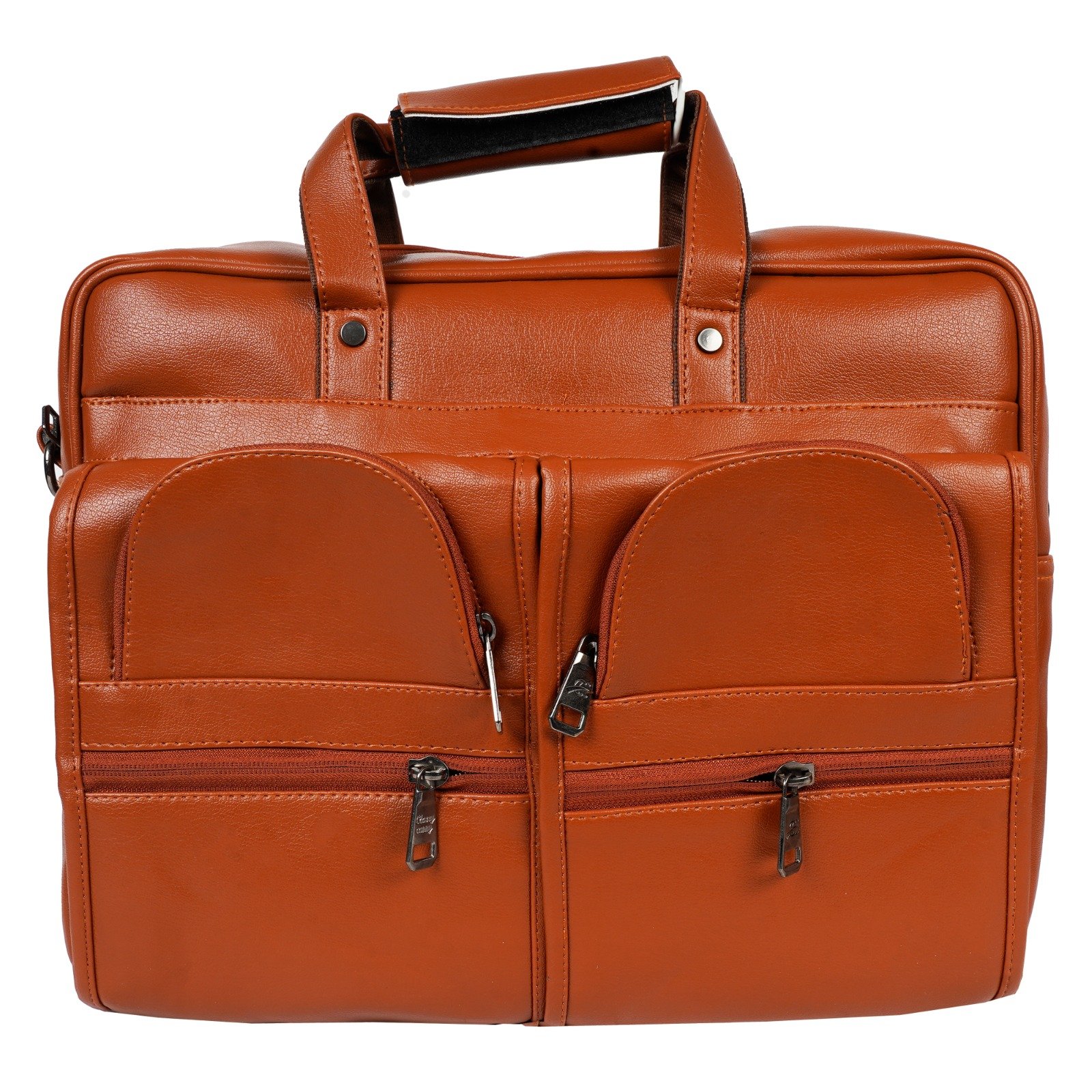 Cognac Brown Multi-Pocket Laptop Bag