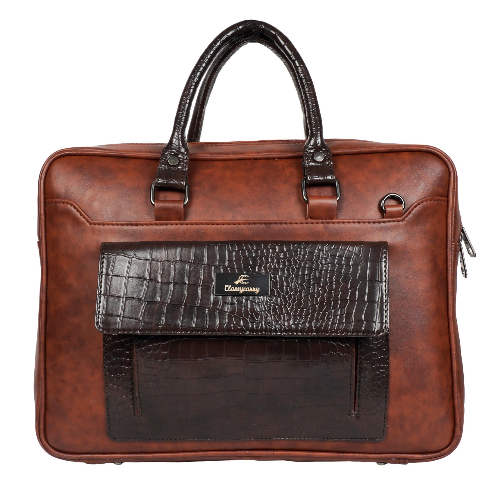 Vintage Brown Croco Laptop Bag