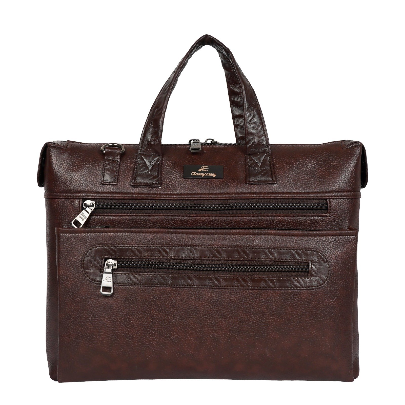 Coffee Brown Multi-Zip Laptop Bag
