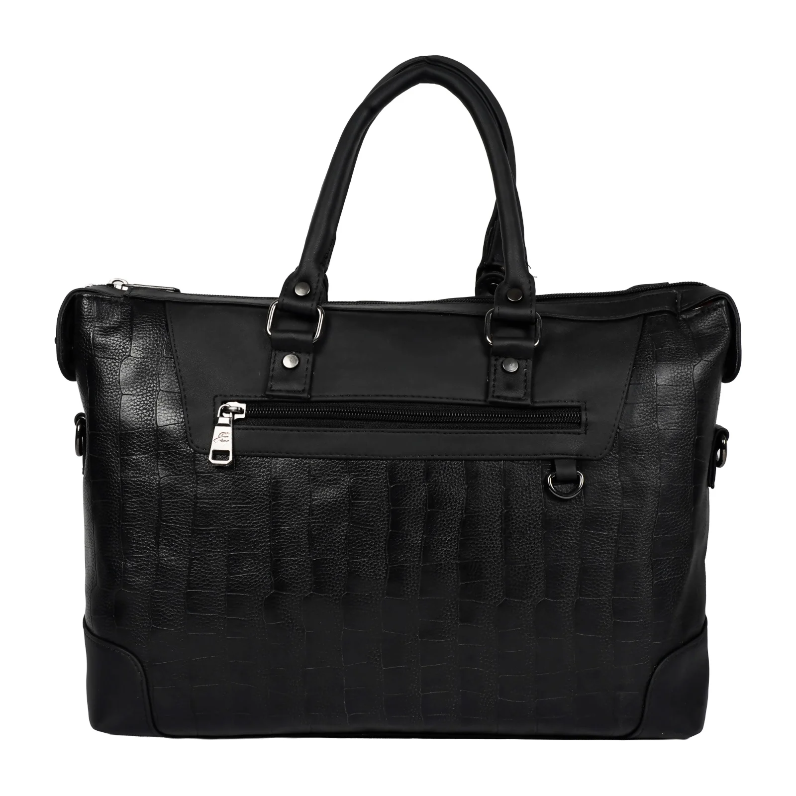 Black Croco Texture Laptop Bag